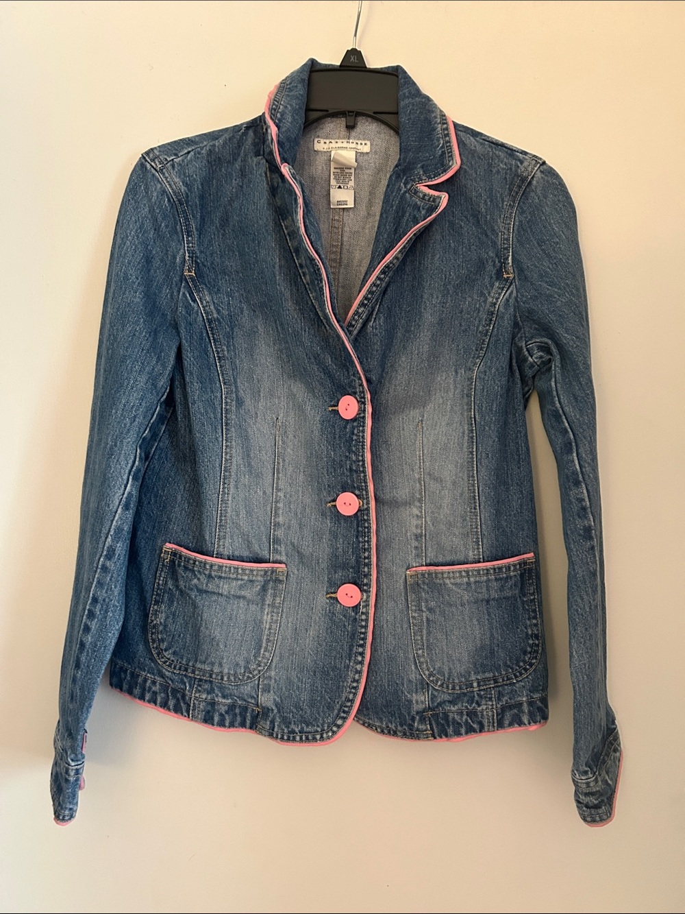 Liz Claiborne Blue Denim Jacket with Pink Trim
